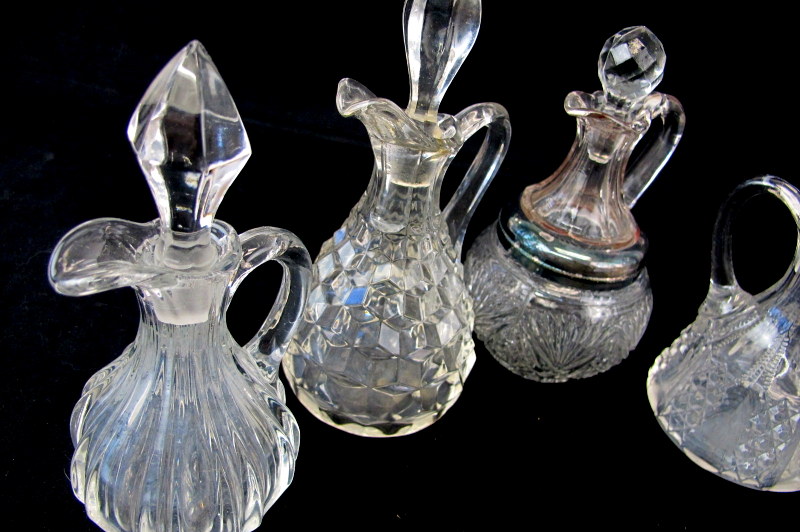 Vintage Collection of Glass Cruets With Stoppers Property Room