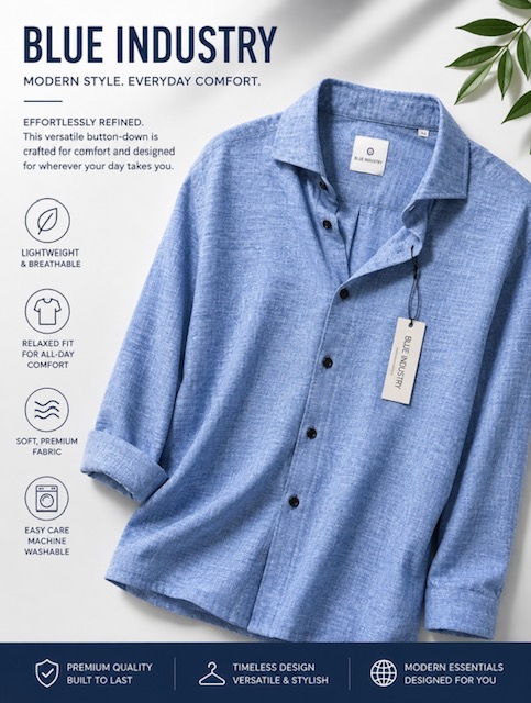 Shirt Men's Sz Large Blue Industry Sz large