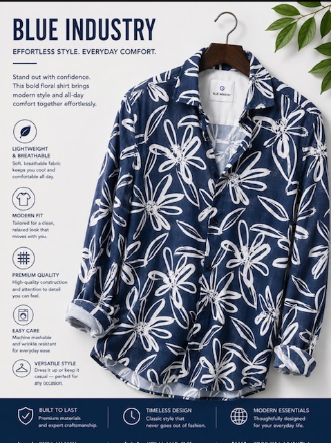 Shirt Men's XS Blue Industry Sz XS