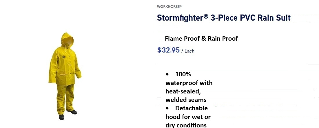 Rain Suit Flame Proof Rain Proof Size XL