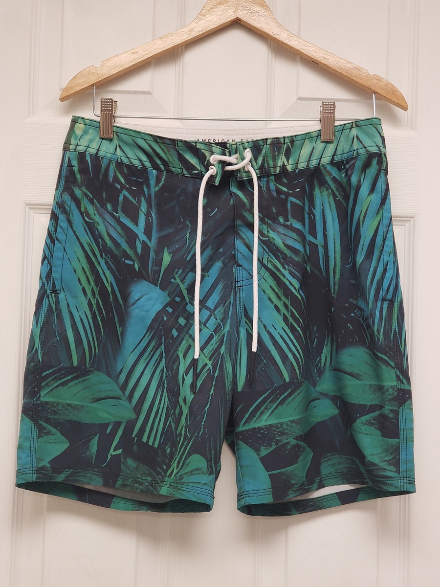 American Eagle Outfitters Men's Green Tropical Leaves Print Boardshorts Sz S, Vietnam