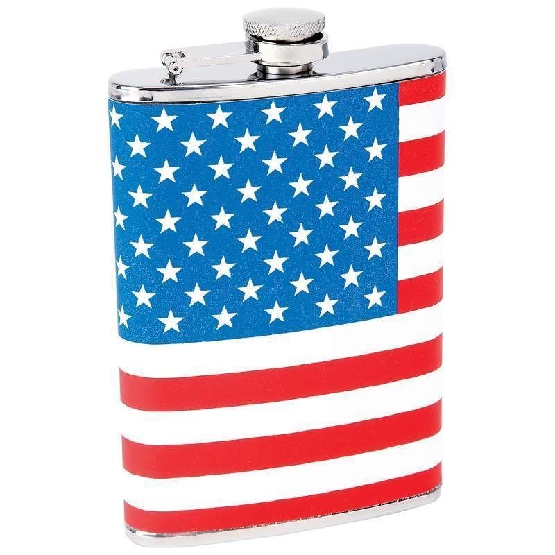 8oz US AMERICAN FLAG SS Hip FLASK Stars & Stripes Pocket Liquor Alcohol