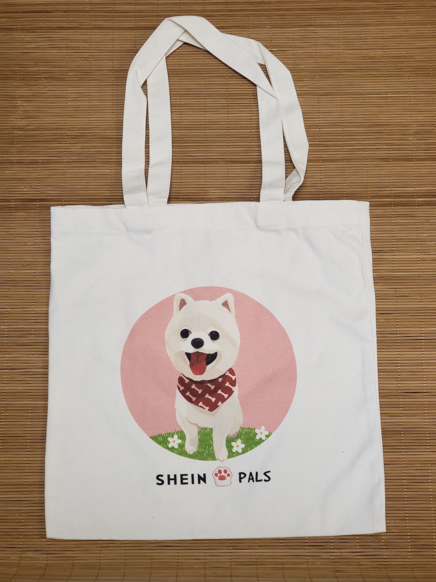 Shein Pals White Canvas Shoulder Tote Bag