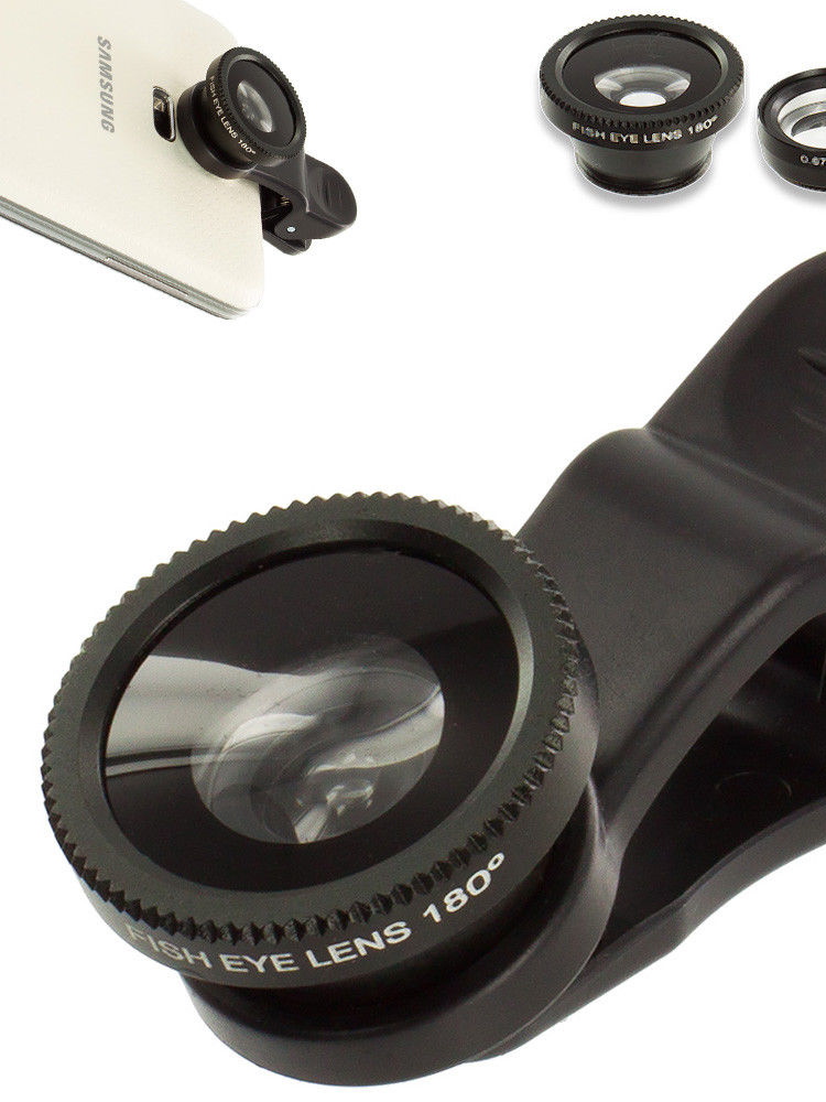 3in1 Fish Eye Wide Angle Macro Telephoto Photo Lens Camera Attachment