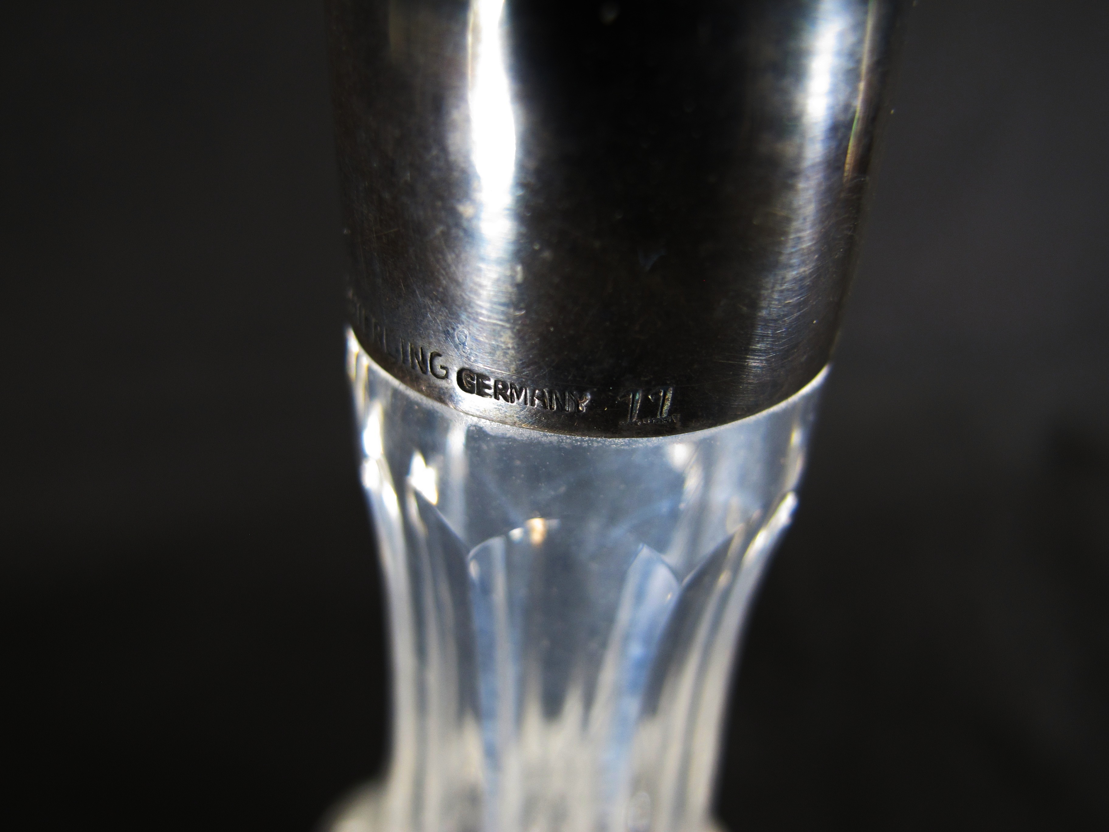 Hand Blown Crystal Decanter with Birks Sterling Property Room