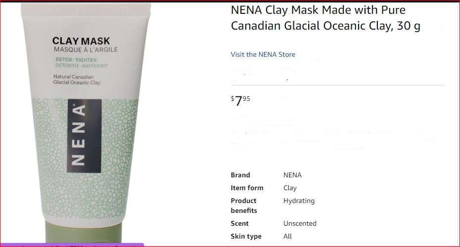 5 NENA Clay Mask Detoxifing & Hydrating Face Mask
