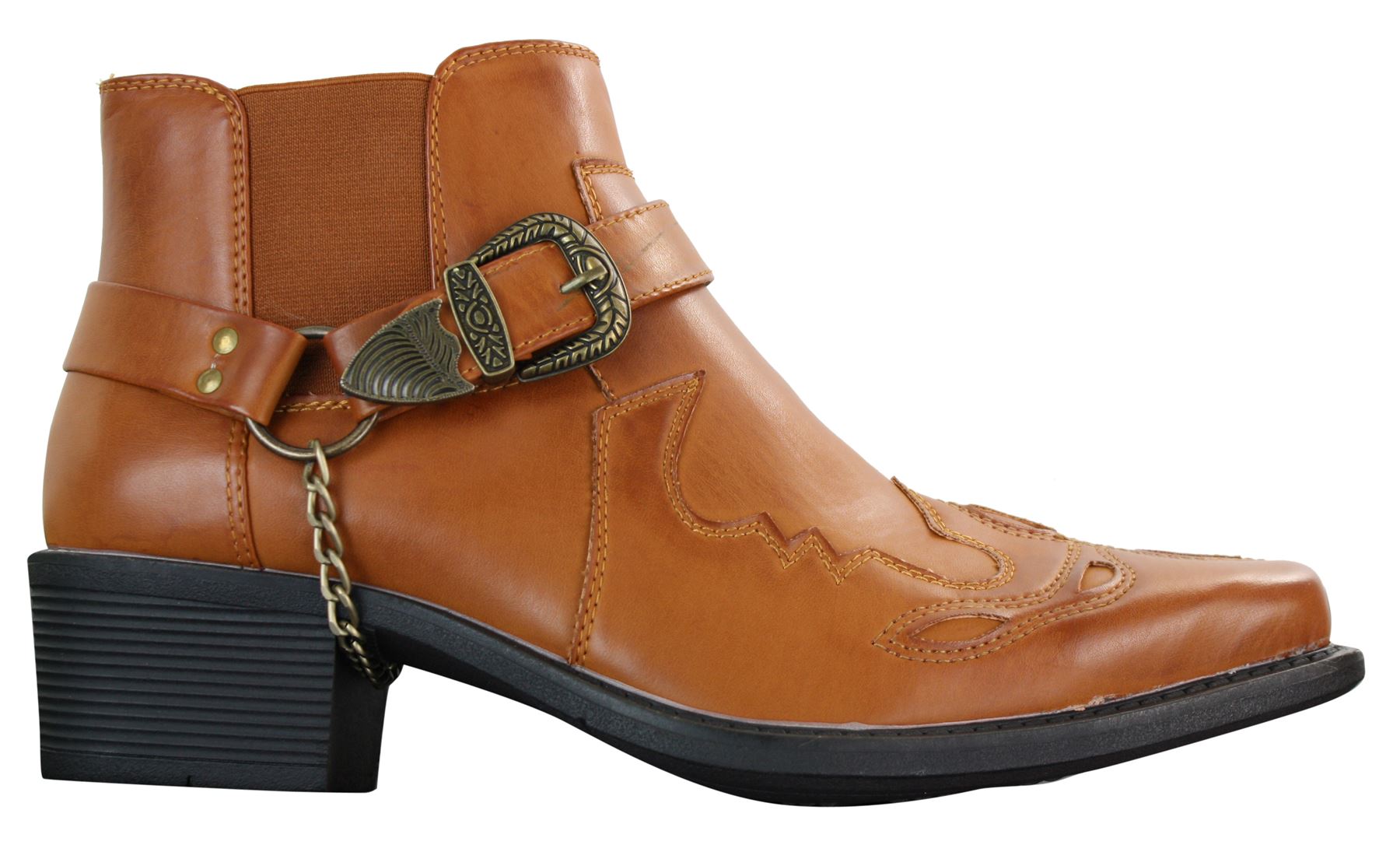 Mens Tan Brown Black Riding Ankle Boots Cowboy Western Leather Classic