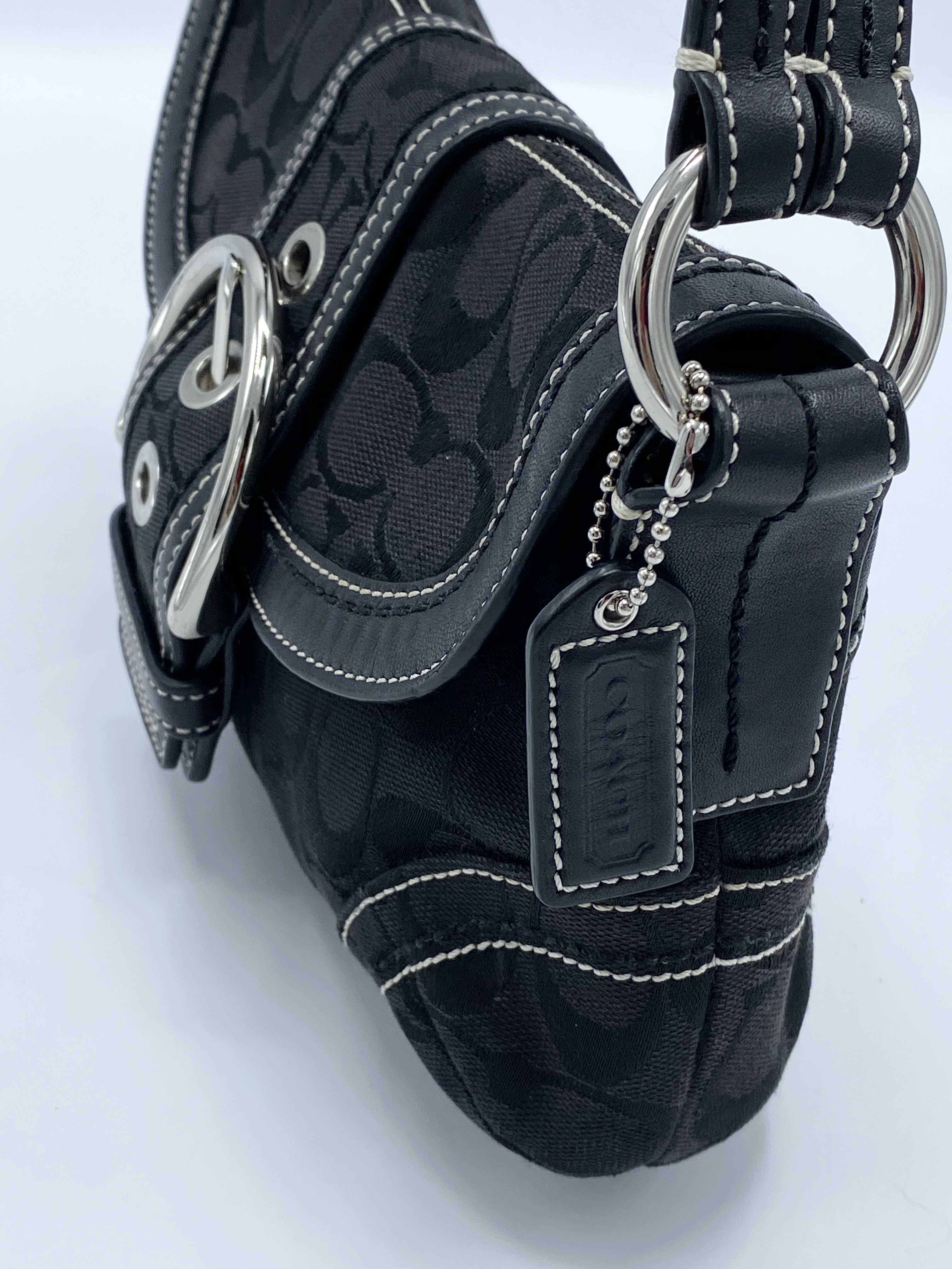 Coach Soho Signature Flap Dual Compartment 10296 Black Canvas