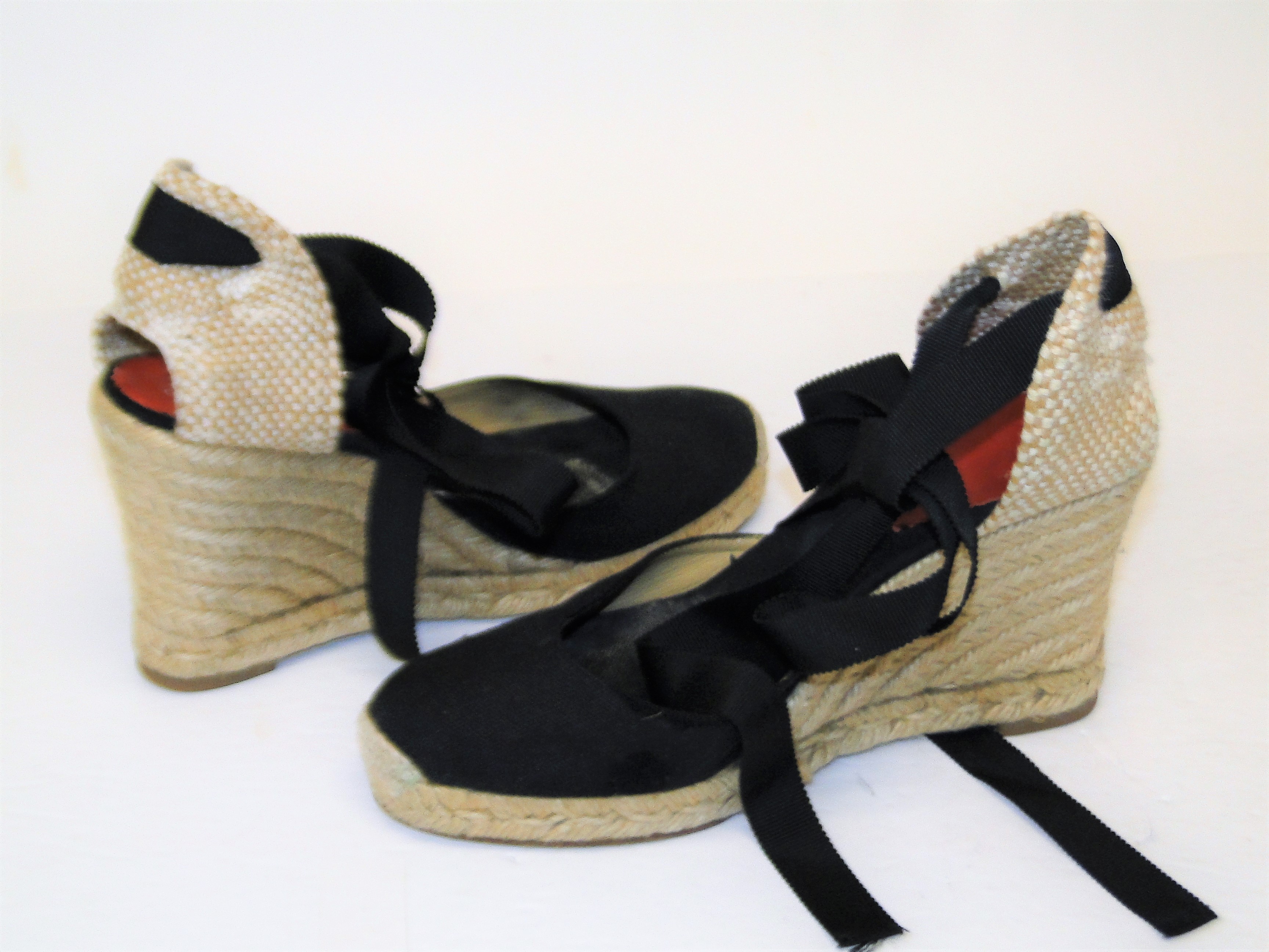 Christian Louboutin Black Platform Canvas Wedge Shoes Sz 5.5 Property