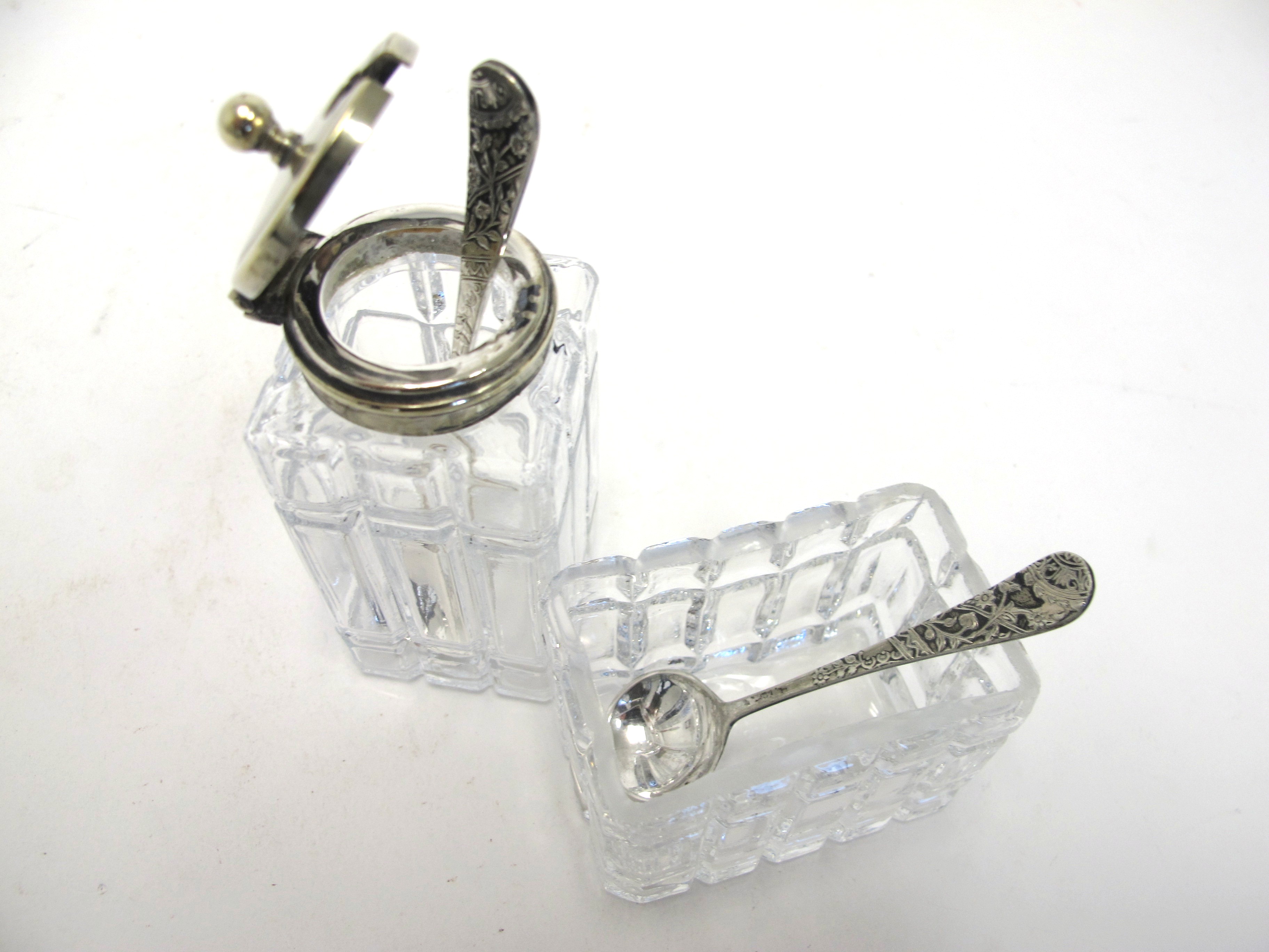 Crystal Salt & Pepper & Sugar with E.P.N.S Tops and Silver Plated