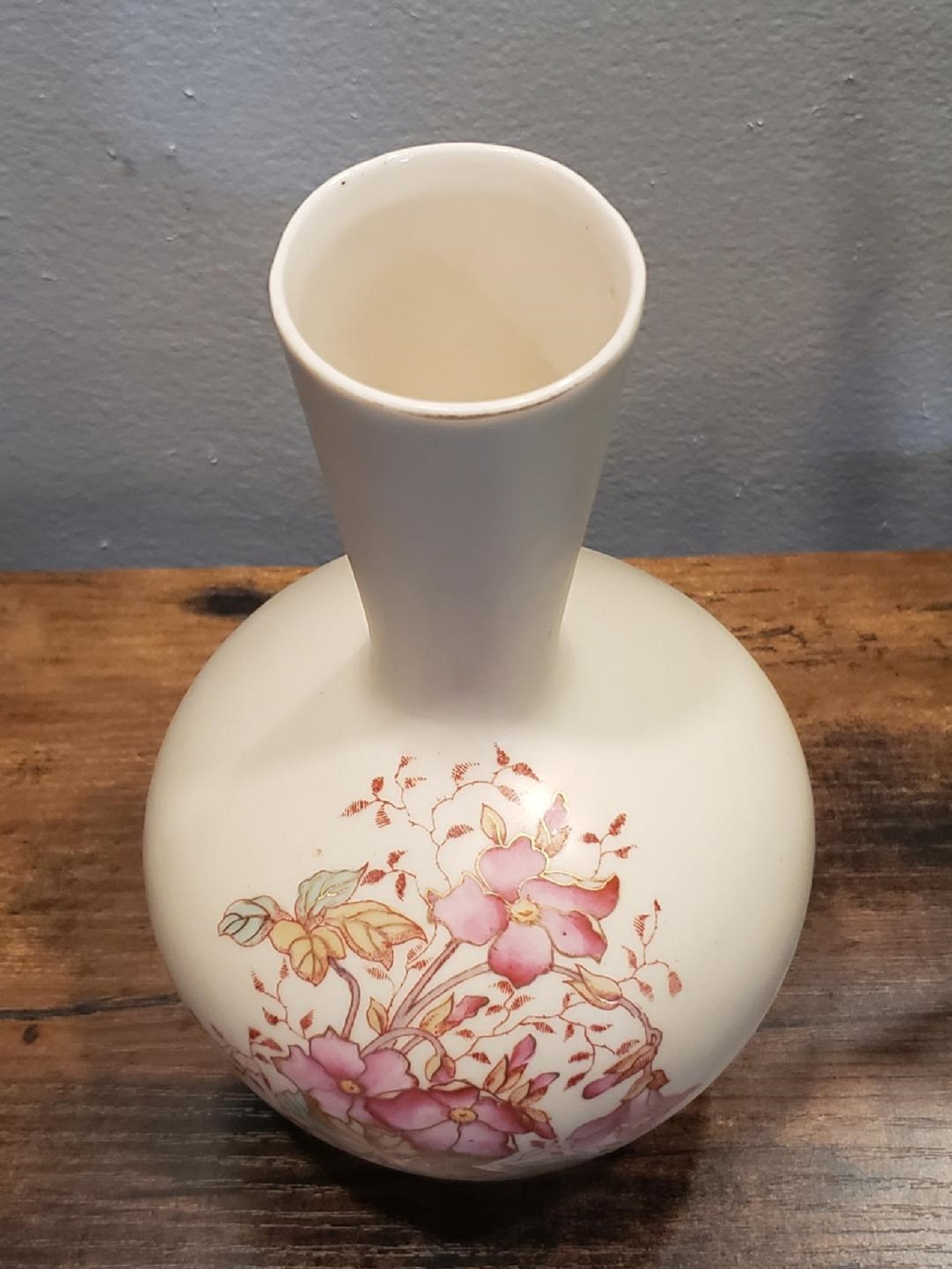 Vintage Handpainted Floral Matte Porcelain Bud Vase Property Room