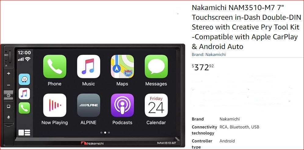 Nakamichi NAM3510-M7 7" Touchscreen in-Dash Double-DIN Stereo