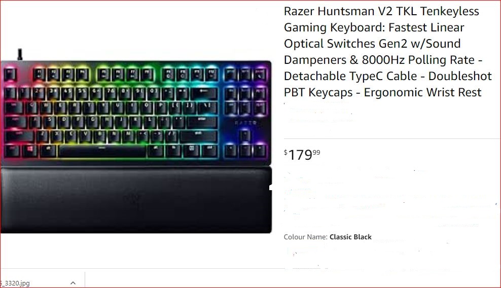 Razer Huntsman V2 TKL Tenkeyless Gaming Keyboard