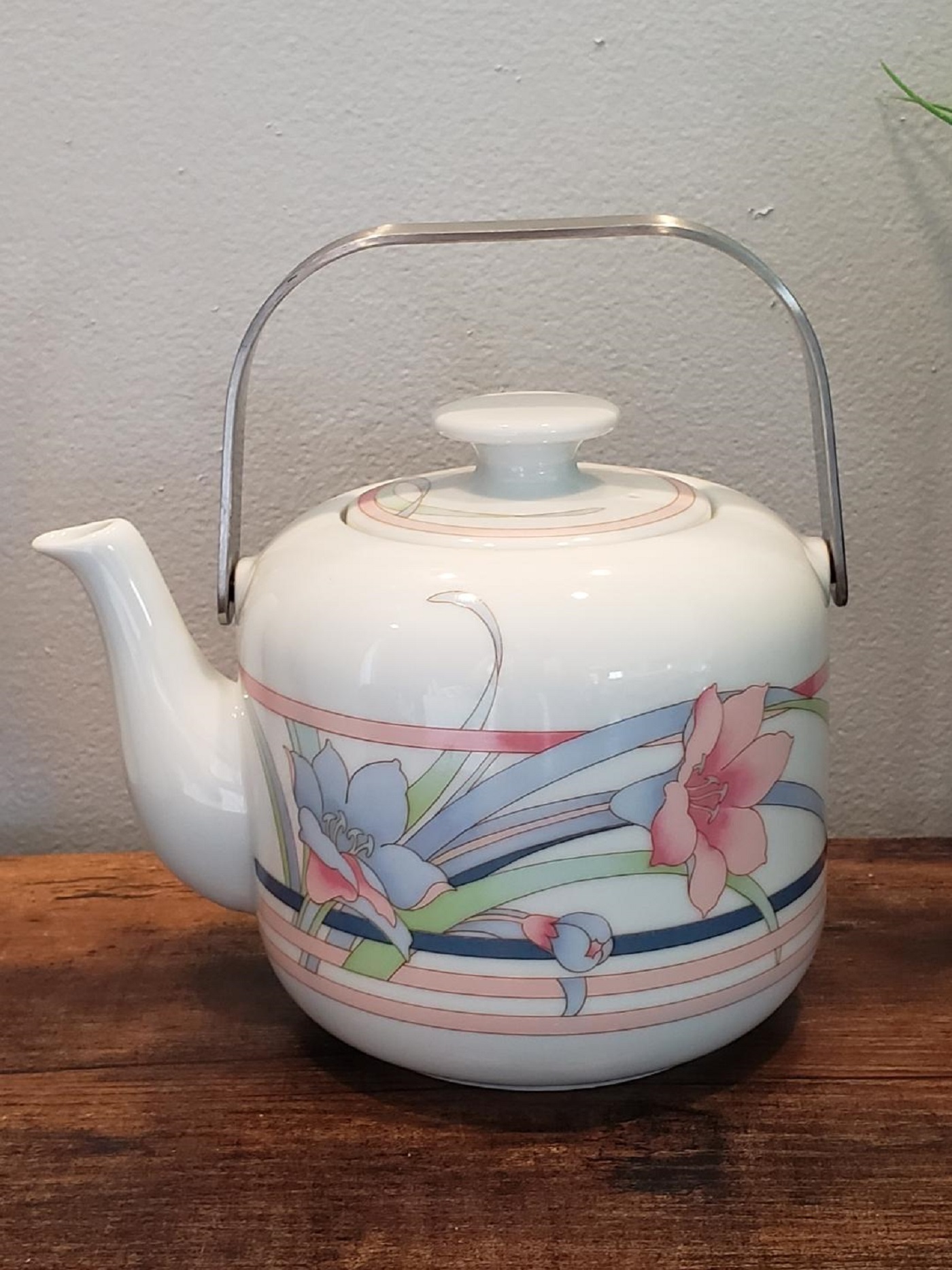 VTG The Toscany Collection Japan Porcelain Teapot with Stainless Steel
