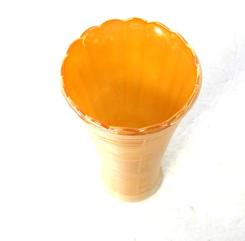 Vintage Peach Lustreware Ribbed Vase | Property Room