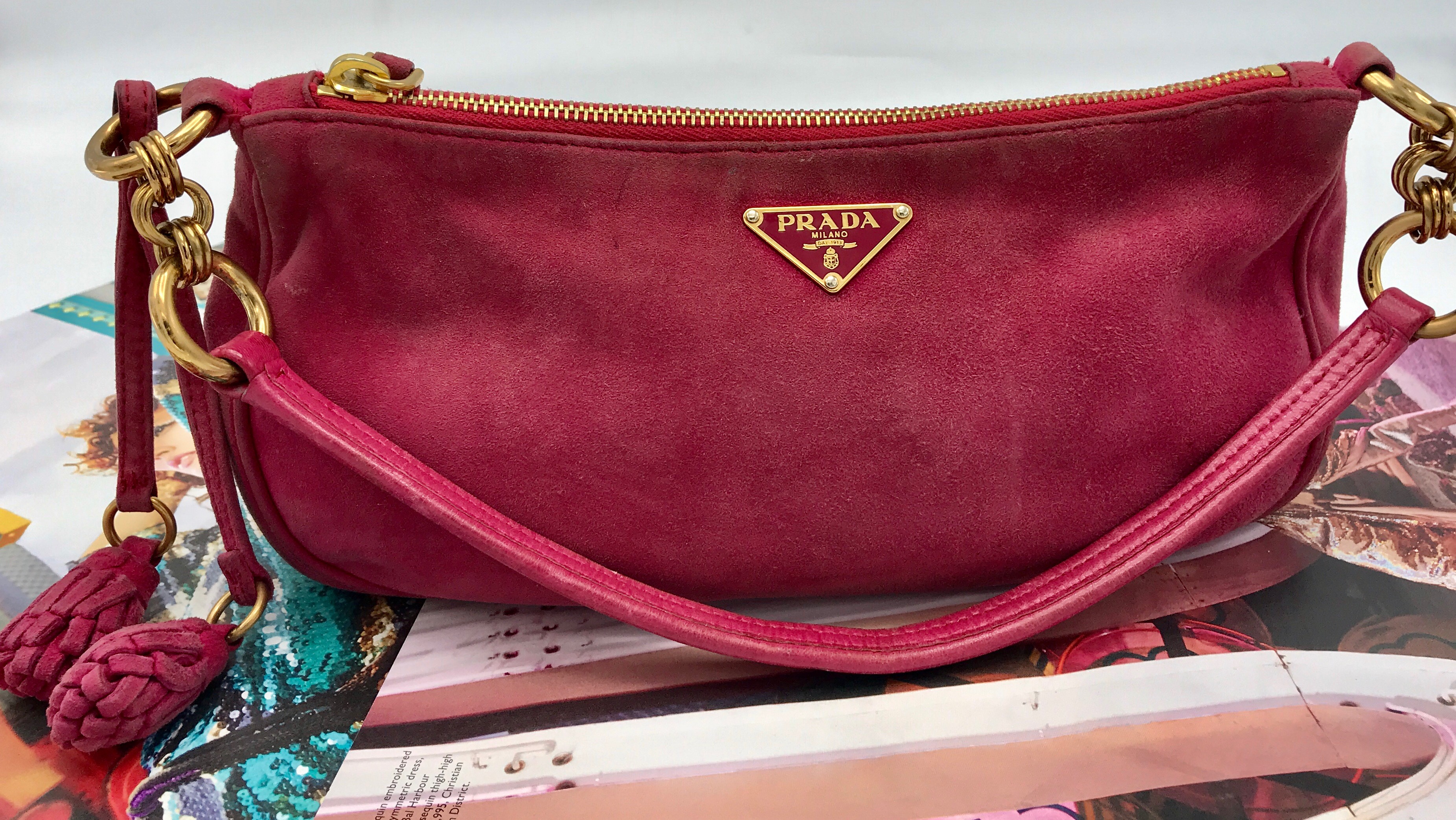 pink baguette bag