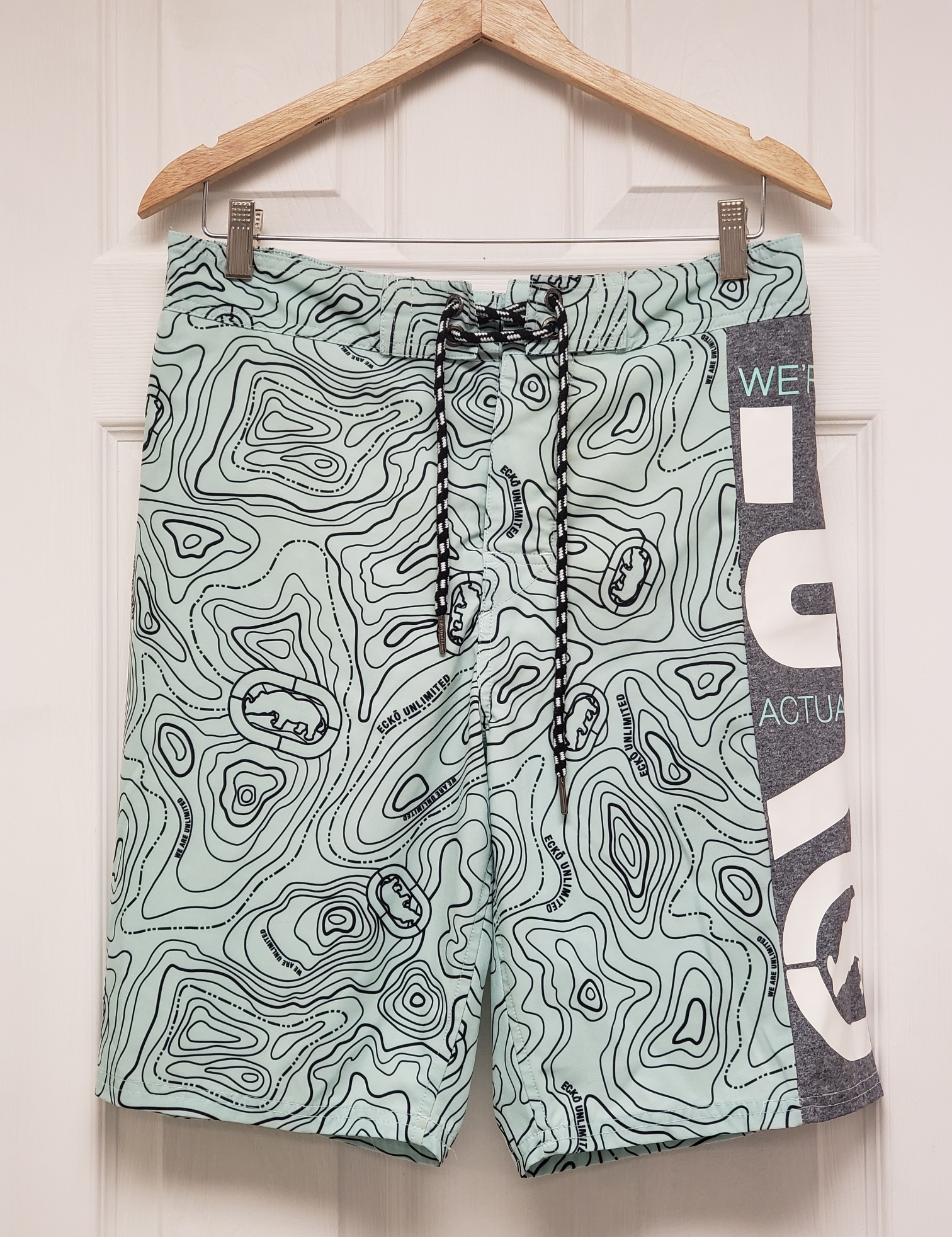 Ecko Unlimited Green Abstract Pattern Print Men's Boardshort Sz M