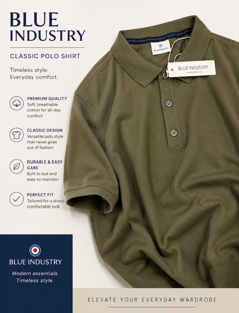 Shirt Men's Blue Industry Sz Large
