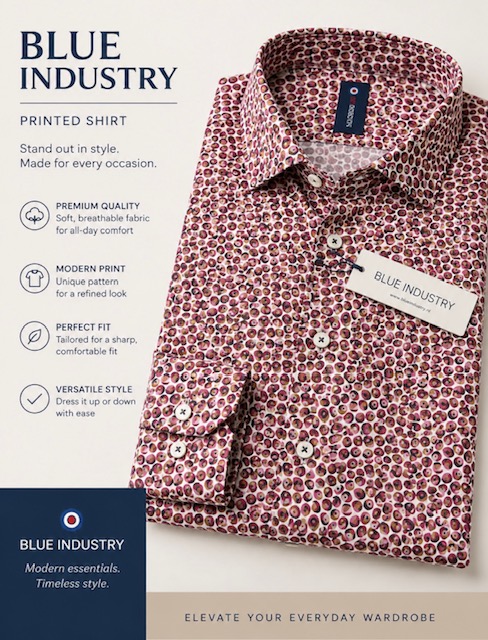 Shirt Men's Blue Industry Sz Medium
