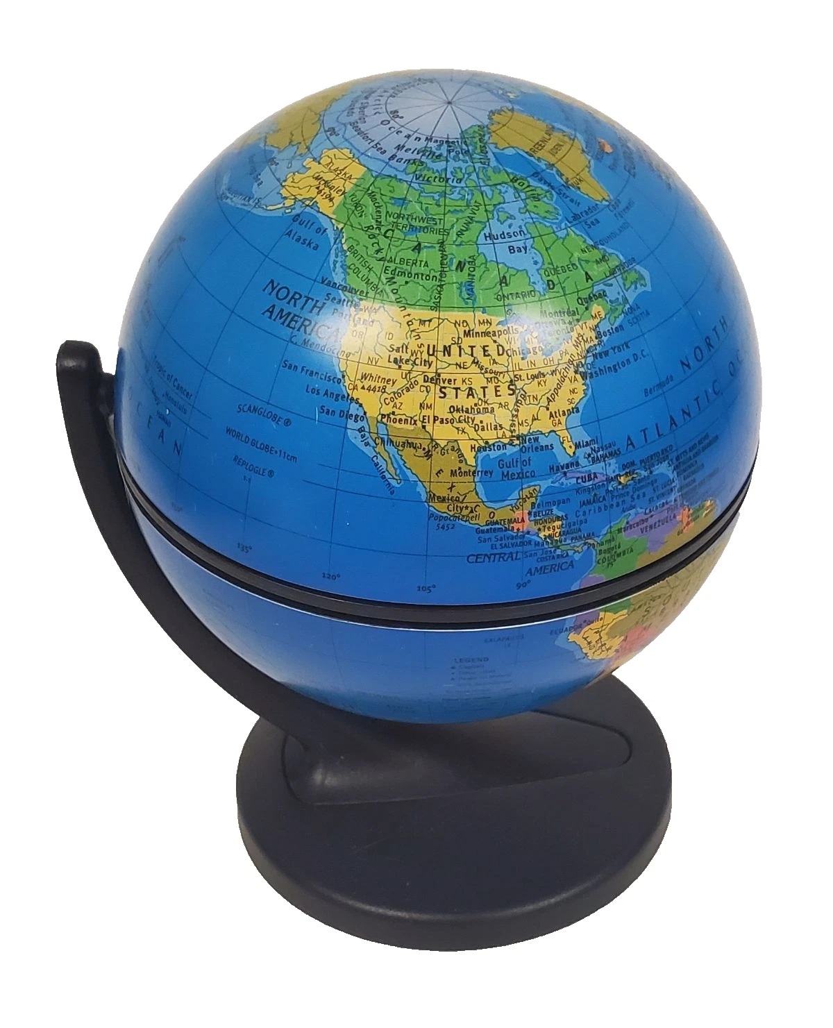 Vintage 2001 US Replogle Desk Scan Mini Globe Educational Dual Direction Spin 6"