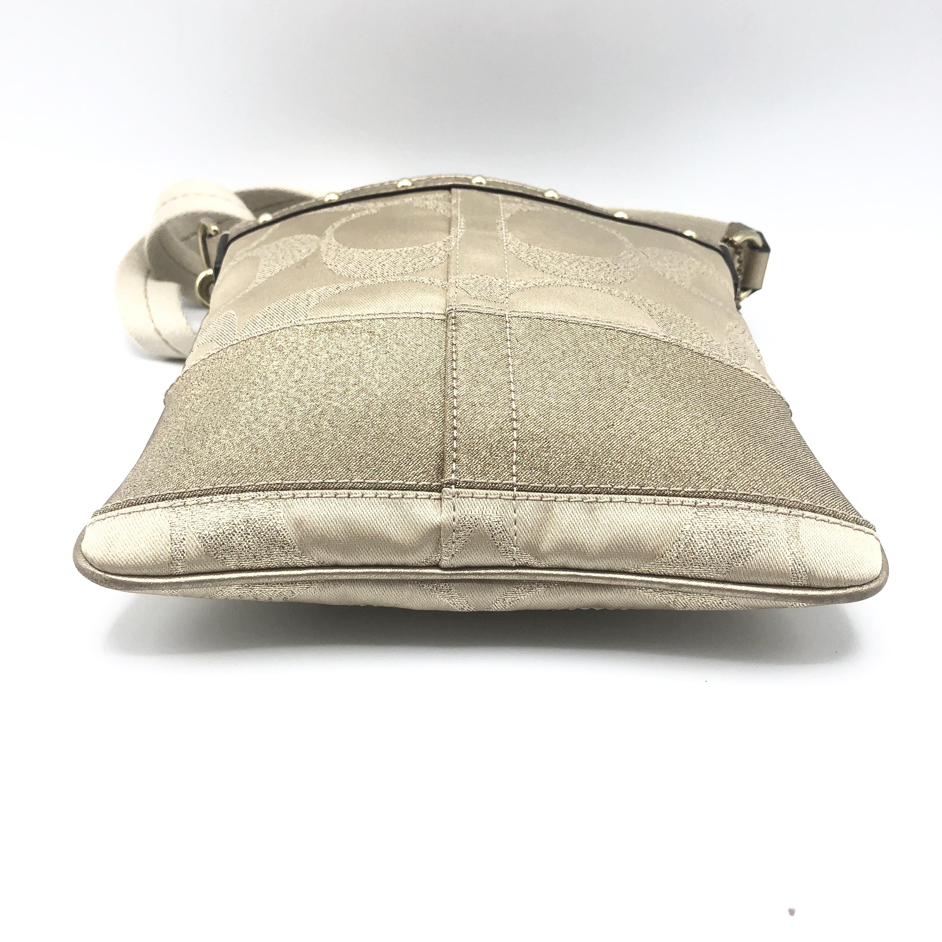 COACH Crossbody Gold Lurex Metallic Stud Signature C Swingpack 42020