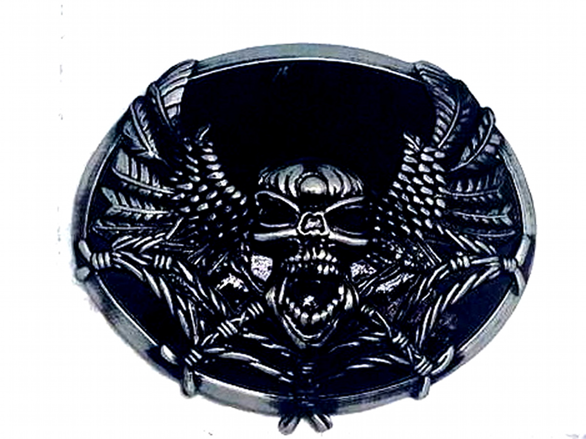 Skull Buckle Leather Belt - Gothic Punk Biker Belt For Men With Wide Design