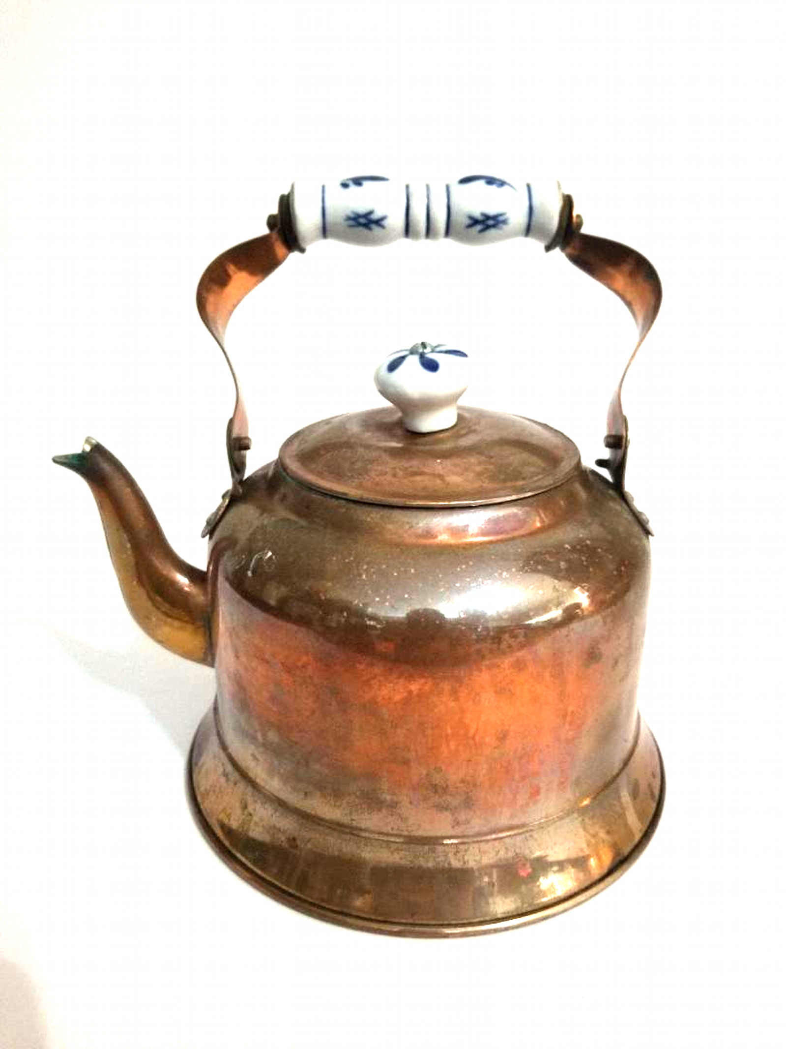 Vintage Solid Copper Tea Pot With Porcelain Handle Property Room