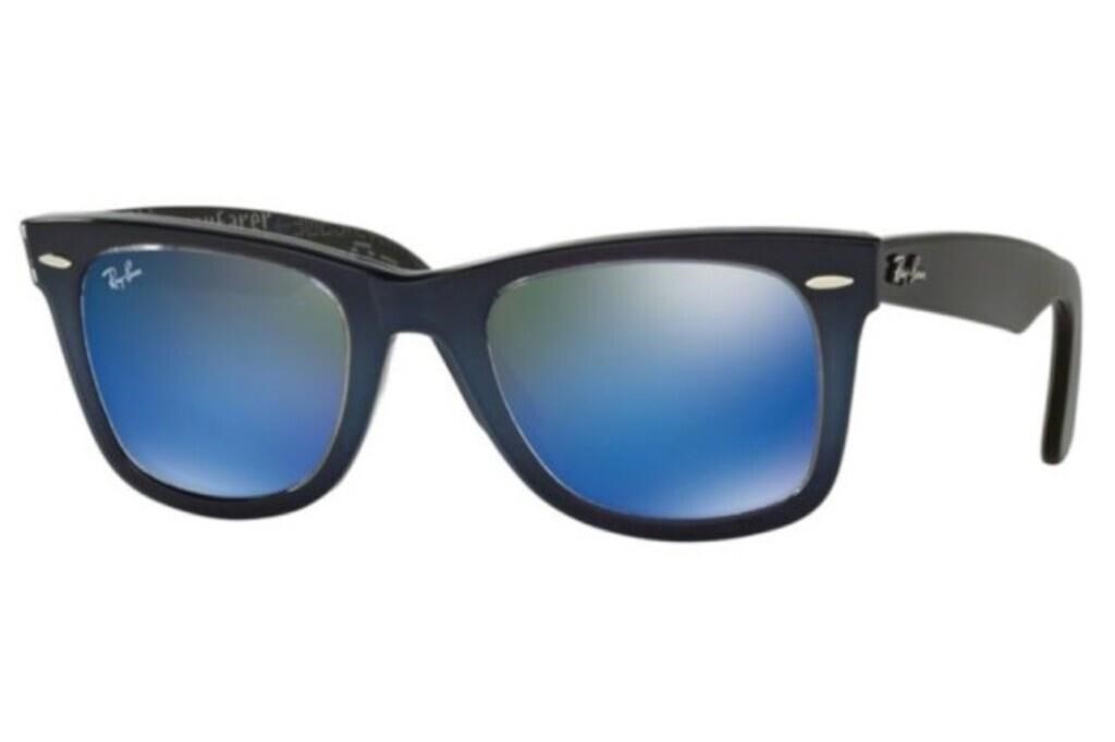 Ray Ban Wayfarer Classic Sunglasses - Black Frame - Blue Lens