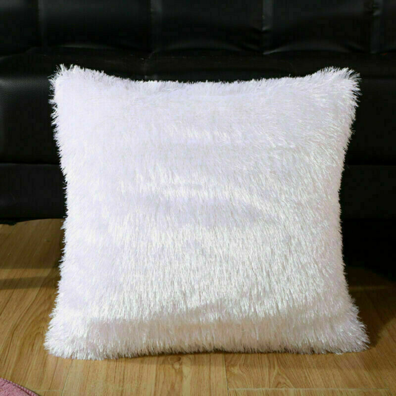 1PC SHAGGY FAUX FUR PILLOW CASE FLUFFY PLUSH THROW SOFA CUSHION COVER