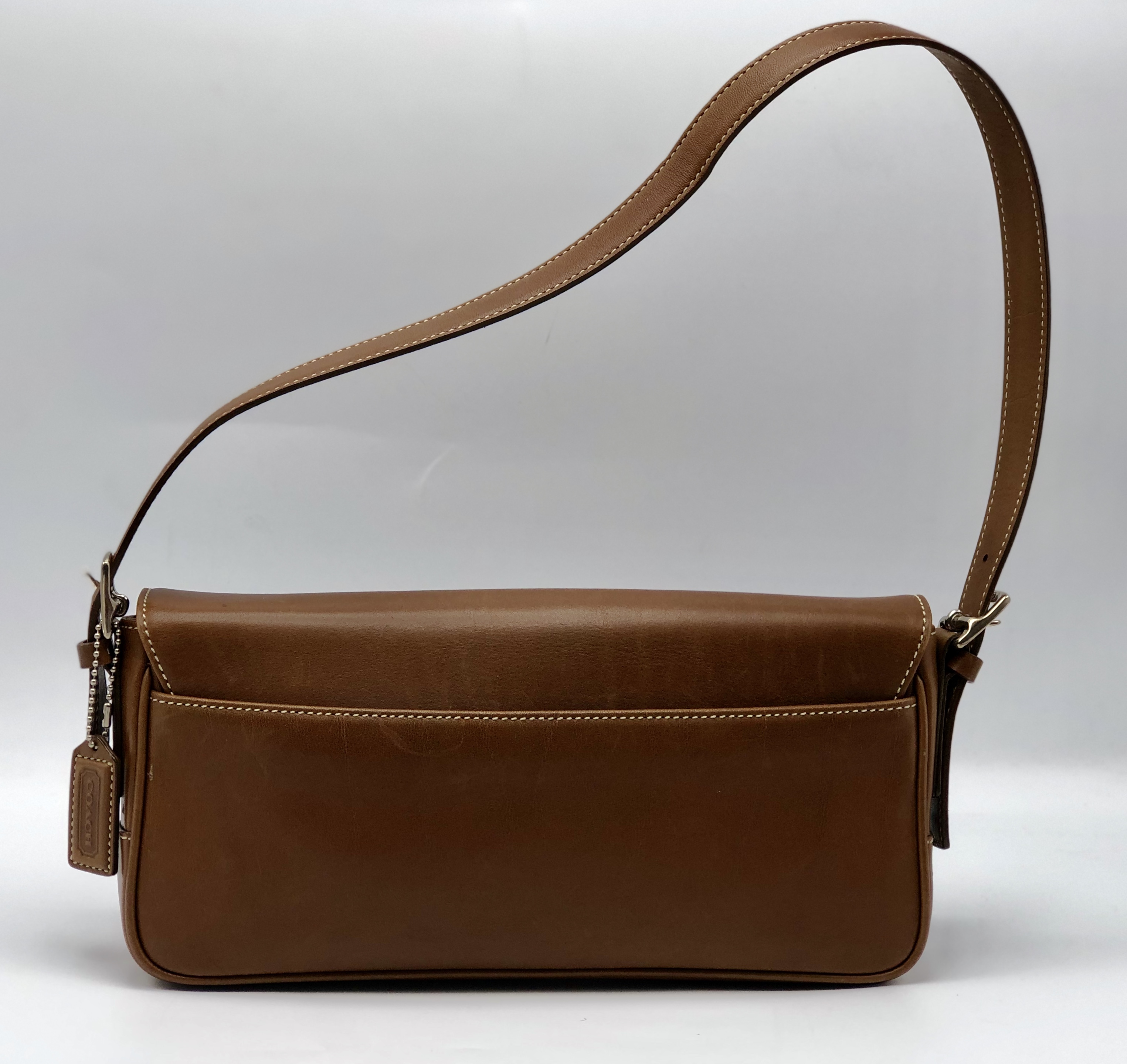 Coach Hamptons Leather Flap Light Brown Shoulder Bag Handbag No 