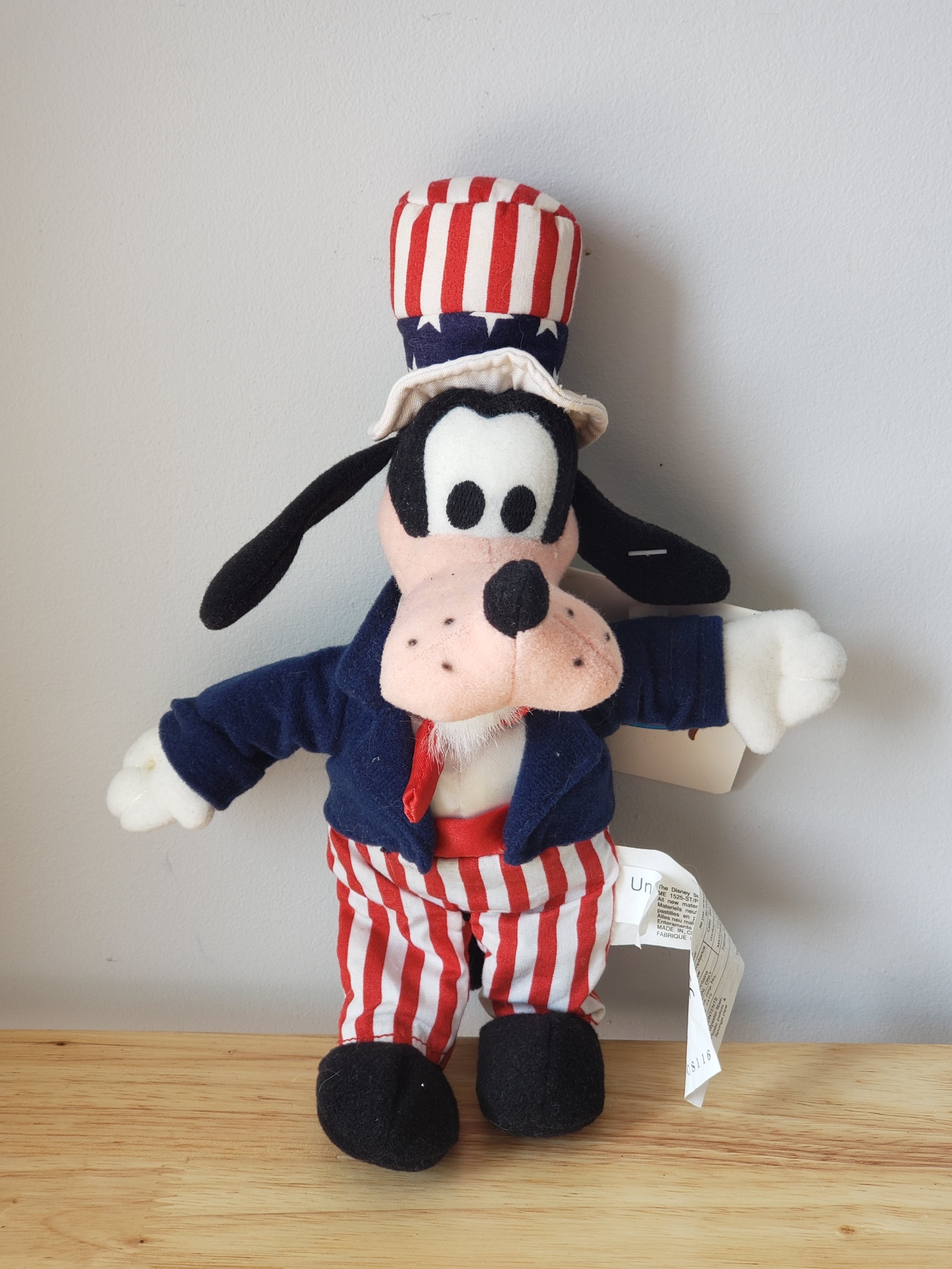 VTG Uncle Sam Patriotic Goofy Plush Bean Bag 10" Tall Property Room