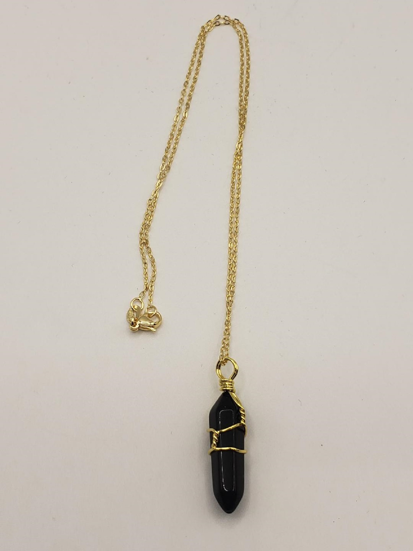 Wire Wrapped Black Obsidian Pendulum Pendant Necklace Property Room