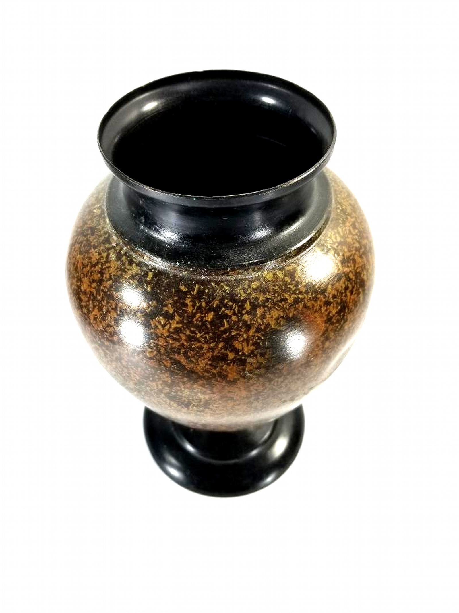 VTG Solid Hand Painted Enameled Brass Vase Property Room