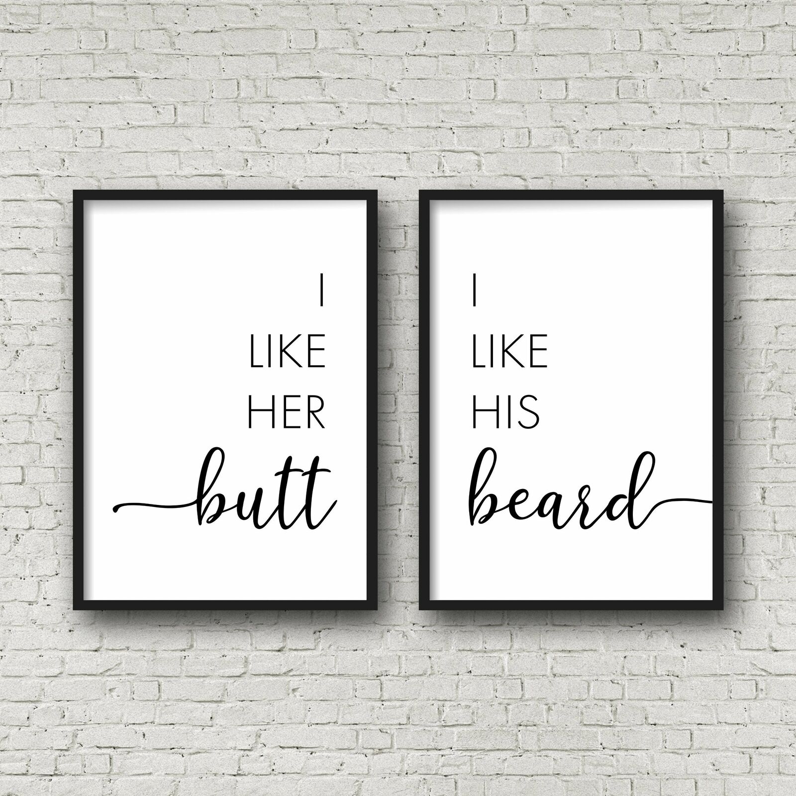 "I Like His Beard I Like Her Butt" Matching Couple T-Shirts – Soft Cotton Funny Relationship Tees For Men & Women