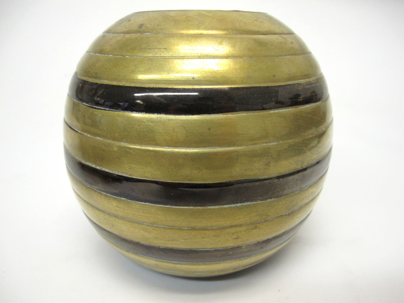 Decorative Brass Bowl with Black Rings Property Room