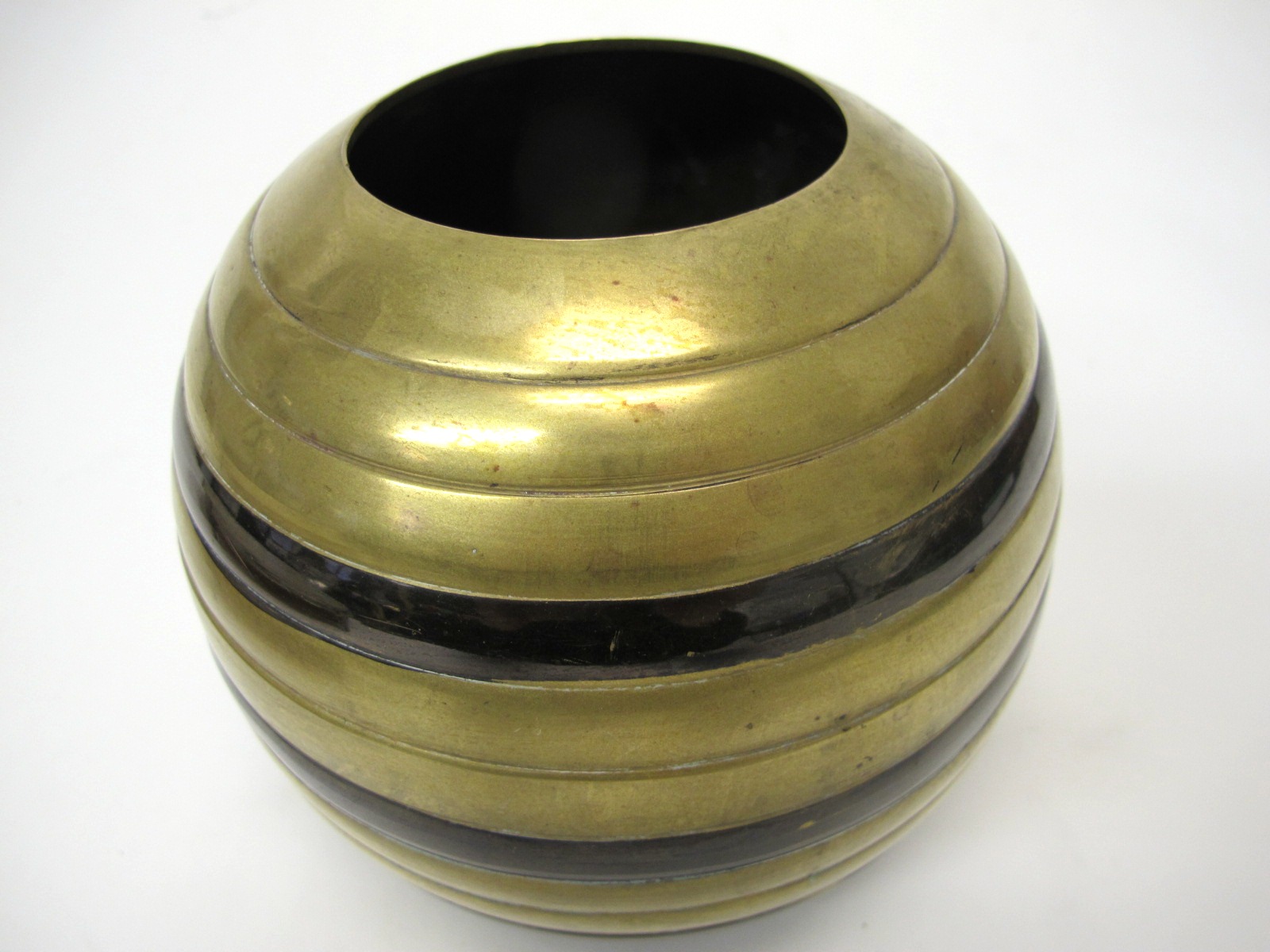 Decorative Brass Bowl with Black Rings Property Room