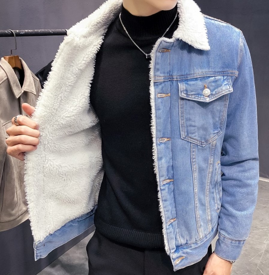 NWT, Men Blue Denim Jacket Fleece Size XXL Property Room