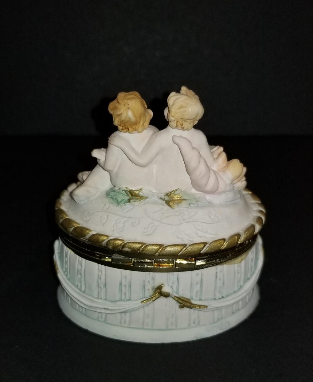 Vintage Ceramic Cherubs Trinket Box with Lid Berger Property Room