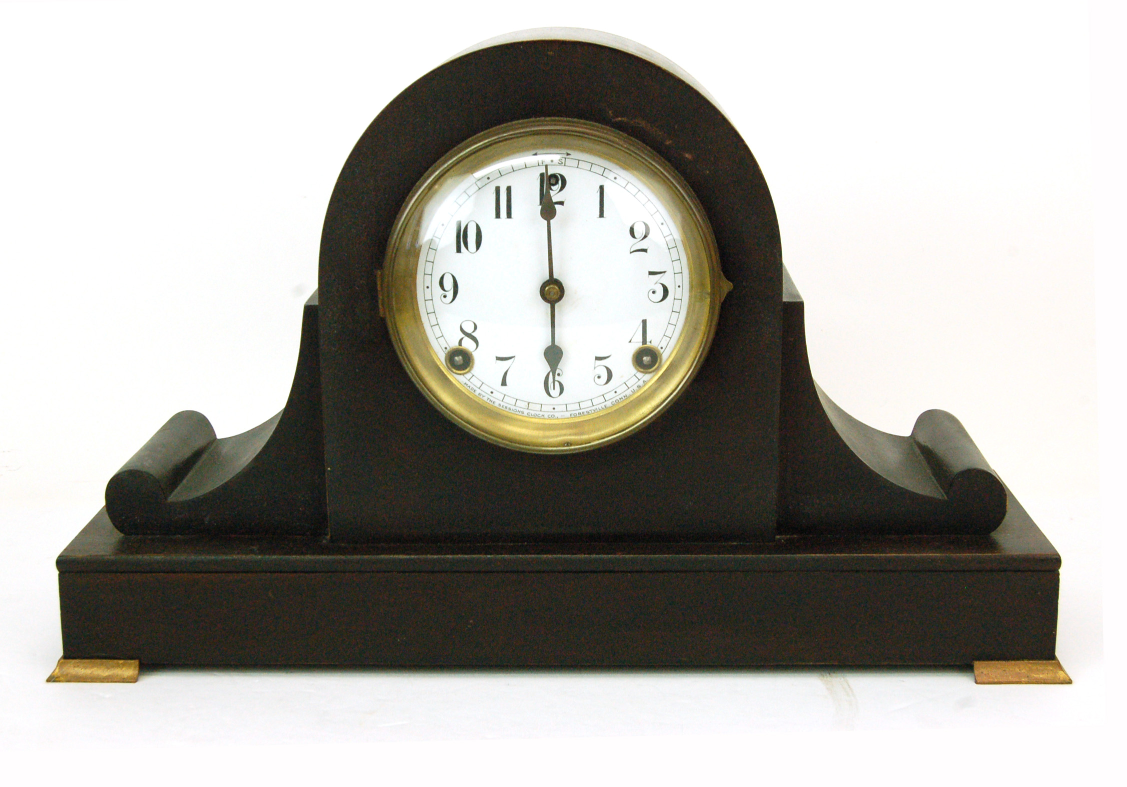 CIRCA 1920's SESSIONS CLOCK CO. USA Wood Mantel Pendulum Clock Property Room