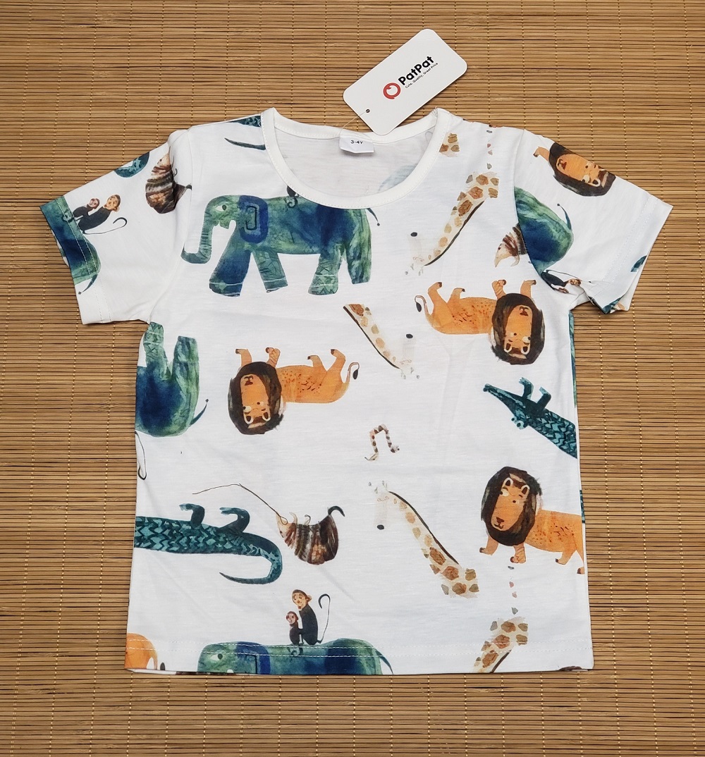 PatPat Made in China NWT Safari Animal Print Toddler's Round Neck T-Shirt Sz 3-4Y