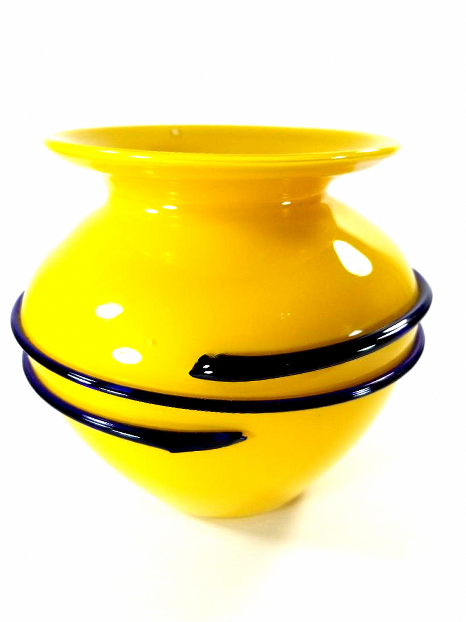 Bohemia Art Deco Yellow Glass Vase Hand Blown Property Room