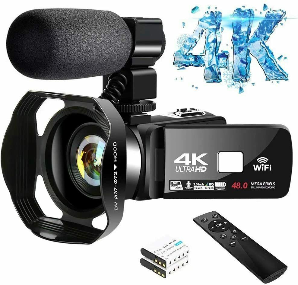 4K Video Camera Ultra HD Camcorder 48.0MP IR Night Vision Digital