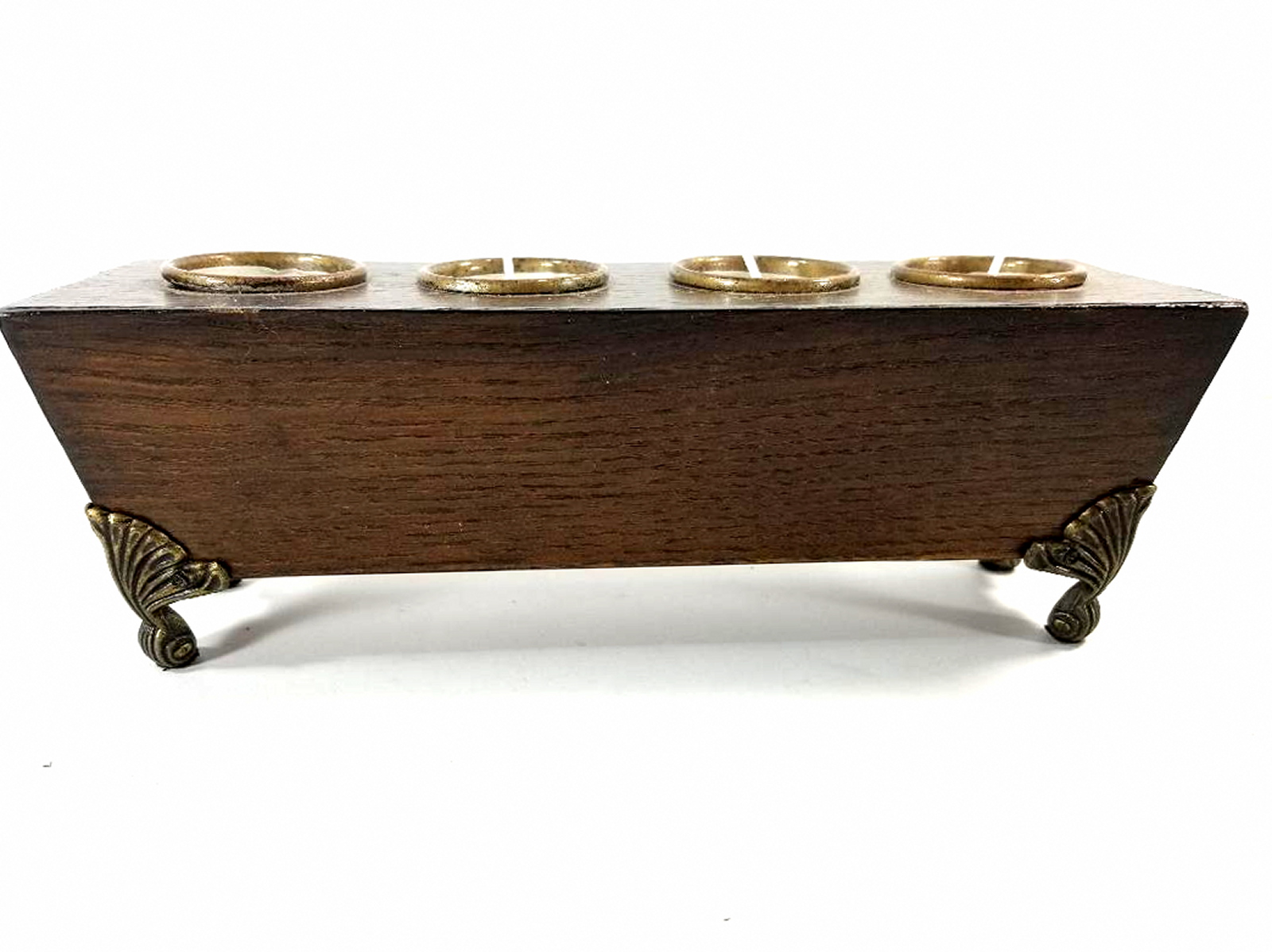 Wooden Brass Footed Candle Holder Property Room