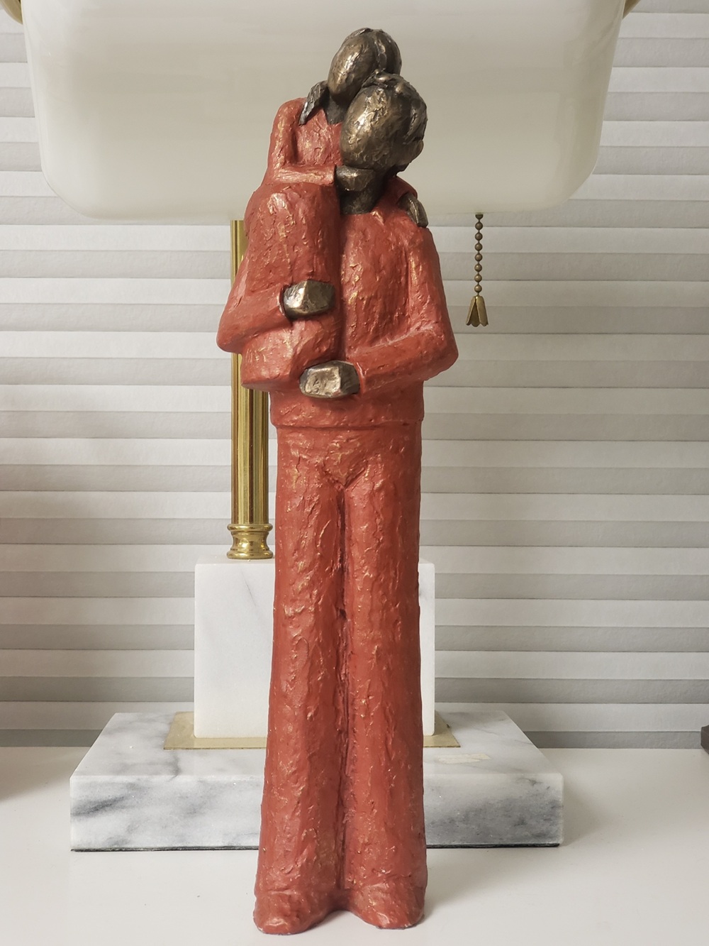 Vintage Genesis Fine Arts Heredities Red Cold Cast Bronze Resin Father and Daughter Sculpture, 10.5" Tall, Made in Ireland