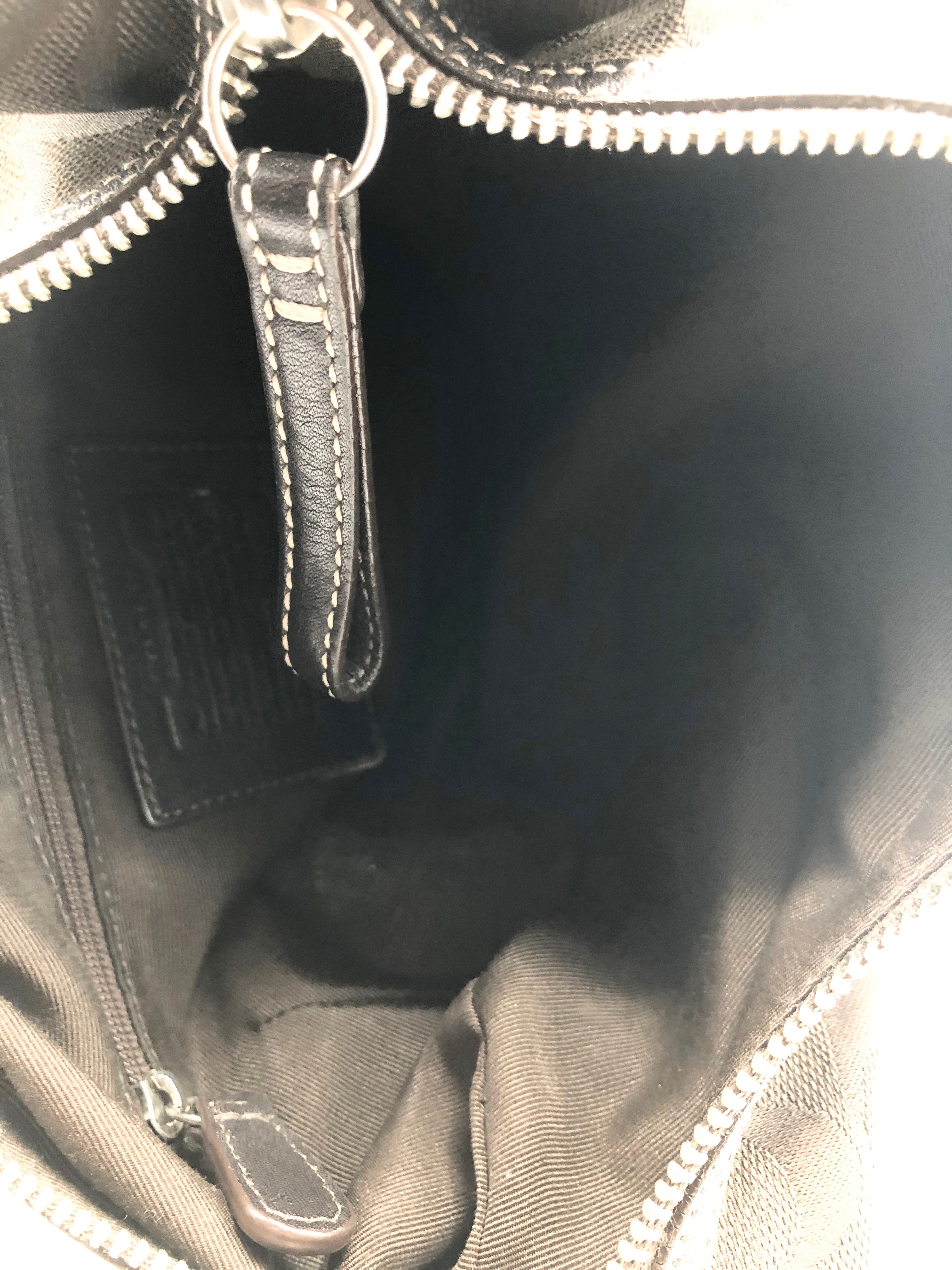 Purse Coach Dark Brown Signature Canvas /& Leather #10073 Small Handbag