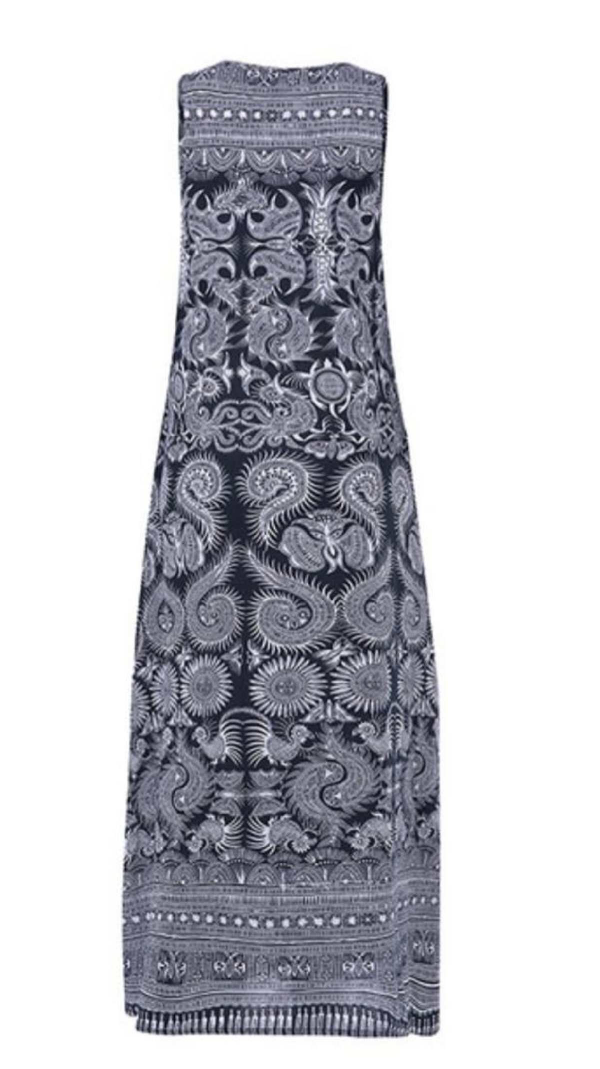 V-neck Retro Print Casual Loose Western Dress main image 0