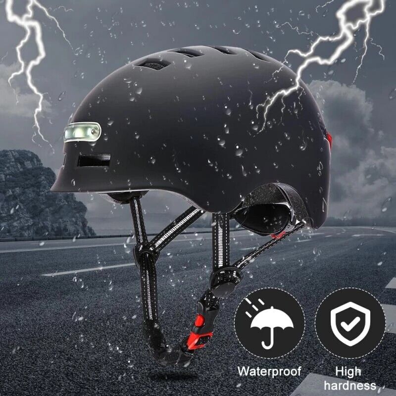 Waterproof Electric Scooter Helmet With Warning Lights Bike LED Light