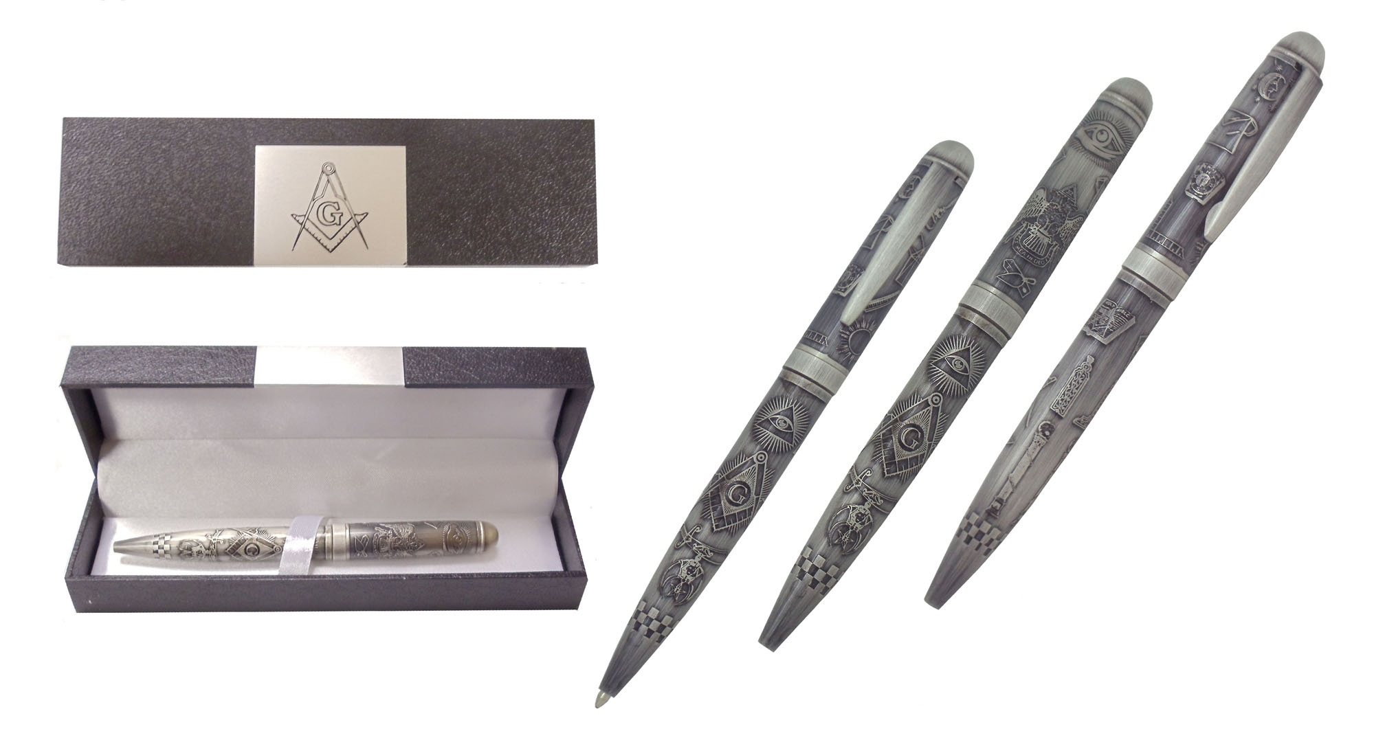Masonic Ballpoint Pen Gift Box Silver Property Room