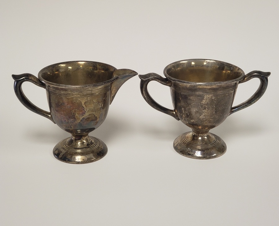 Vintage Wm. A Rogers 606 Silver Plated Dual-Handled Open Sugar Bowl & Creamer Set, Canada