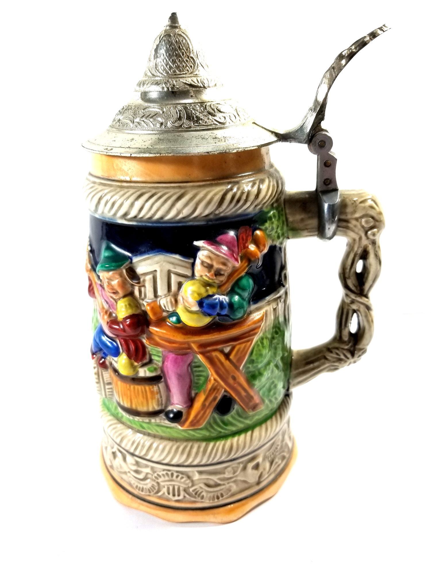 Vintage Hand Made & Painted Japan Musical Beer Stein With Lid